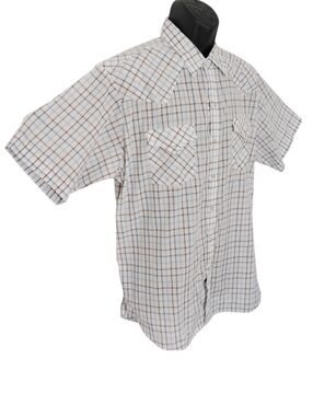 ELY Cattleman Short Sleeve Plaid Button-Up Shirt Sz XL